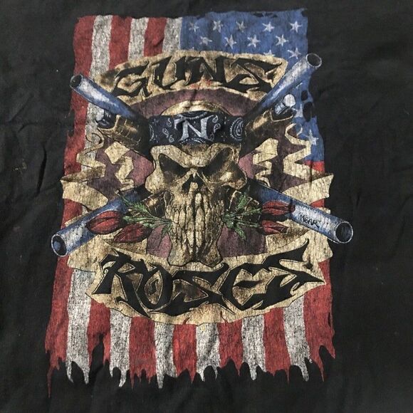 Guns N Roses Crop Top  Shirt woMens Medium Worn Vintage Use Your Illusion  Flag - Picture 2 of 8